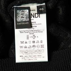 Fendi Black Monogram Wool Sheer Detail Jumper S