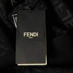 Fendi Black Monogram Wool Sheer Detail Jumper S
