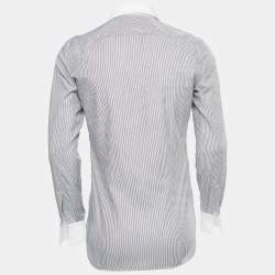 Pre Owned Fendi Black/White Striped Cotton Button Front Shirt S