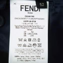 Fendi Navy Blue Wool Single Breasted Suit L
