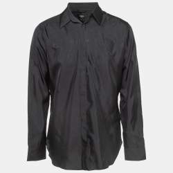 Pre Owned Fendi Black Pinstripe Crepe Long Sleeve Shirt XL