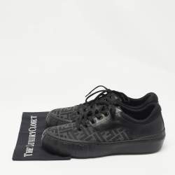 Fendi Black Zucca Fabric and Leather Low Top Sneakers Size 46