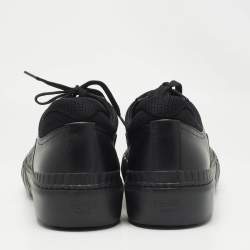 Fendi Black Zucca Fabric and Leather Low Top Sneakers Size 46