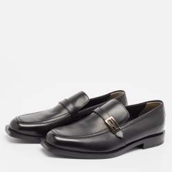 Fendi Black Leather Slip On Loafers Size 41