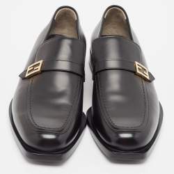 Fendi Black Leather Slip On Loafers Size 41