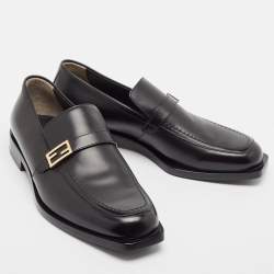 Fendi Black Leather Slip On Loafers Size 41