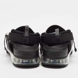 Pre Owned Fendi Blue/Black Python and Canvas Flat Sandals Size 43