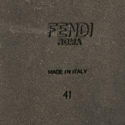 Fendi Black/Brown Fabric and Leather Rockoko Combat Boots Size 41