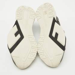 Fendi Grey/Black Leather and Fabric Flow Low Top Sneakers Size 42