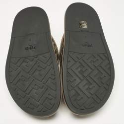 Fendi Brown Zucca Canvas and Leather Feel Sandals Size 41