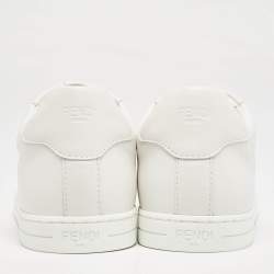 Pre Owned Fendi White Leather Low Top Sneakers Size 39.5