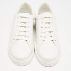 Pre Owned Fendi White Leather Low Top Sneakers Size 39.5