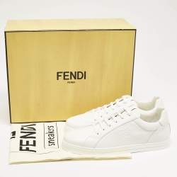 Pre Owned Fendi White Leather Low Top Sneakers Size 39.5