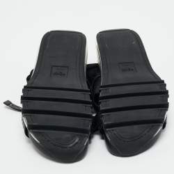 Fendi Navy Blue/Black Python and Elastic Strap Flat Sandals Size 45
