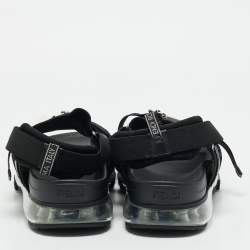 Fendi Navy Blue/Black Python and Elastic Strap Flat Sandals Size 45