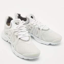 Fendi White/Grey Technical Mesh and Neoprene Tag Sneakers Size 44