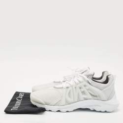 Fendi White/Grey Technical Mesh and Neoprene Tag Sneakers Size 44