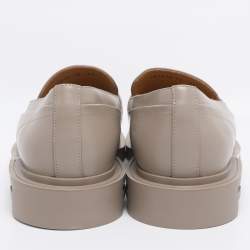 Pre Owned Fendi Grey Leather Frame Slip On Loafers 44