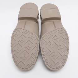 Pre Owned Fendi Grey Leather Frame Slip On Loafers 44