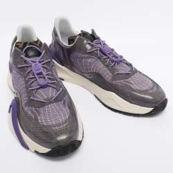 Pre Owned Fendi Purple Jacquard and Rubber Flow Low Top Sneakers Size 44