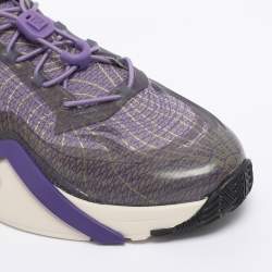 Pre Owned Fendi Purple Jacquard and Rubber Flow Low Top Sneakers Size 44