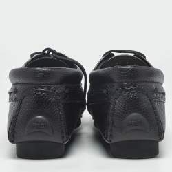 Pre Owned Fendi Black Leather FF Lace Up  Loafers Size 42