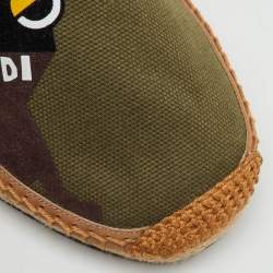 مملوكة مسبقًا Fendi Black/Green Suede and Canvas Bag Bugs Monster Espadrille Flats Size 45