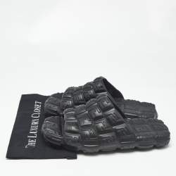 Pre Owned Fendi Black FF Logo Print Rubber Flip Flops Size 46