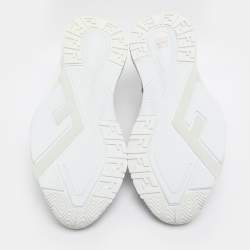 Pre Owned Fendi Grey/Green Fabric and Rubber Flow Low Top Sneakers Size 44