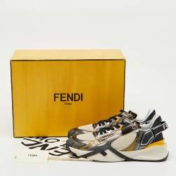 Pre Owned Fendi Multicolor Leather and Mesh Technical Flow Low Top Sneakers Size 41