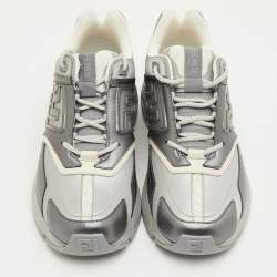 Pre Owned Fendi Faster Size 42 Grey Leather and Mesh Low Top Sneakers