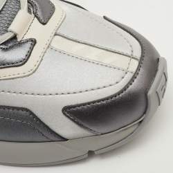 Pre Owned Fendi Faster Size 42 Grey Leather and Mesh Low Top Sneakers