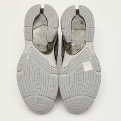 Pre Owned Fendi Faster Size 42 Grey Leather and Mesh Low Top Sneakers