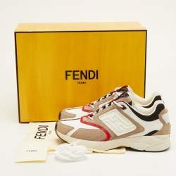 مملوكة مسبقًا Fendi Faster Size 42 Multicolor Mesh and Nubuck Leather Low Top Sneakers