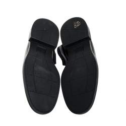  Fendi Black Knit Fabric And Leather High Top Sock Penny Loafers Size 44