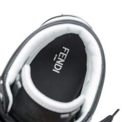 Pre Owned Fendi Black/White Leather Lace Up High Top Sneakers Size 43