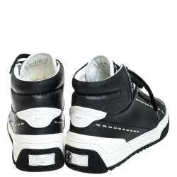 Pre Owned Fendi Black/White Leather Lace Up High Top Sneakers Size 43