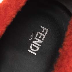 Fendi Black/Red Studded Suede and Leather Monster Slip On Sneakers Size 39
