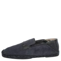 Fendi Blue/Black Suede And Leather Bag Bugs Slip On Espadrilles Size 41