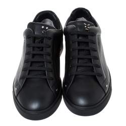 Fendi Black Leather Low Top Sneakers Size 40.5