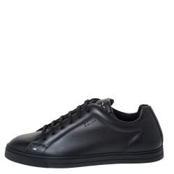 Fendi Black Leather Low Top Sneakers Size 40.5