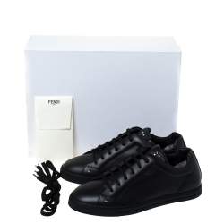 Fendi Black Leather Low Top Sneakers Size 40.5