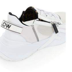 Fendi White Nylon Low Top Flow Sneakers EU 42
