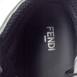 مملوكة مسبقًا Fendi Silver Leather FFreedom High Top Sneakers Size 43