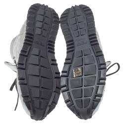 مملوكة مسبقًا Fendi Silver Leather FFreedom High Top Sneakers Size 43