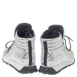 مملوكة مسبقًا Fendi Silver Leather FFreedom High Top Sneakers Size 43