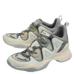 Fendi Grey Suede And Mesh  FFluids Low Top Sneakers Size 41