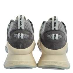 Fendi Grey Suede And Mesh  FFluids Low Top Sneakers Size 41