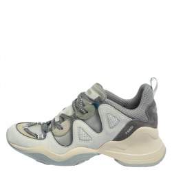 Fendi Grey Suede And Mesh  FFluids Low Top Sneakers Size 41