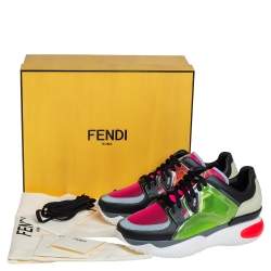Fendi Multicolor Leather, Mesh And PVC Lace Up Sneakers Size 40